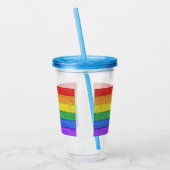 SlipperyJoeのプライド木製の旗の水平虹 アクリルタンブラー (左)