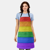 SlipperyJoeのプライド木製の旗の水平虹 エプロン (着用した状態)
