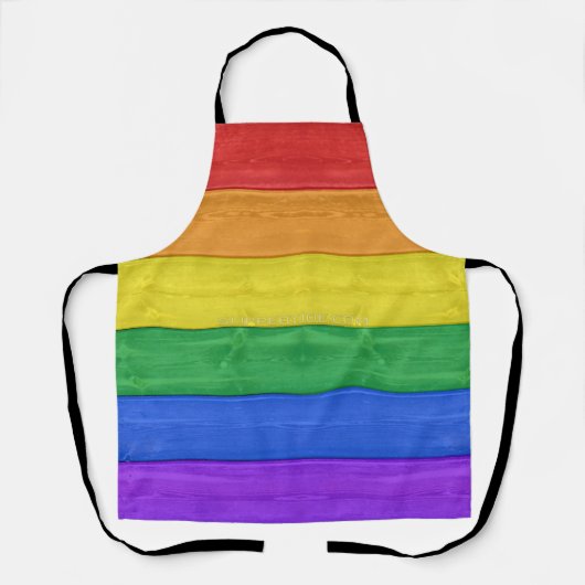 SlipperyJoeのプライド木製の旗の水平虹 エプロン (正面)