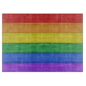 SlipperyJoeのプライド木製の旗の水平虹 カッティングボード (正面)