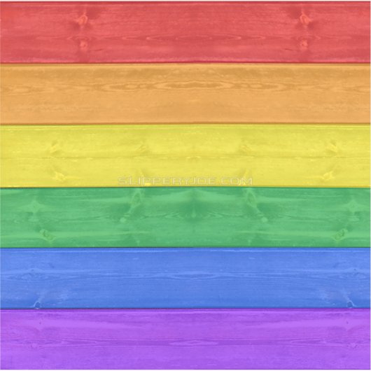 SlipperyJoeのプライド木製の旗の水平虹 シール (正面)