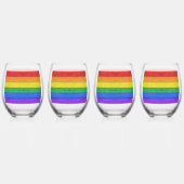 SlipperyJoeのプライド木製の旗の水平虹 ステムなしワイングラス (正面)