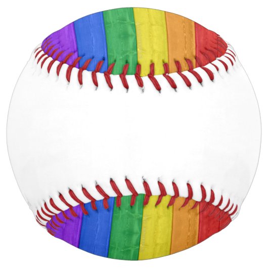 SlipperyJoeのプライド木製の旗の水平虹 ソフトボール (裏面)