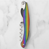 SlipperyJoeのプライド木製の旗の水平虹 ソムリエナイフ (正面)