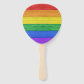 SlipperyJoeのプライド木製の旗の水平虹 ハンドファン (裏面)