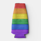 SlipperyJoeのプライド木製の旗の水平虹 ボトルクーラー (正面)