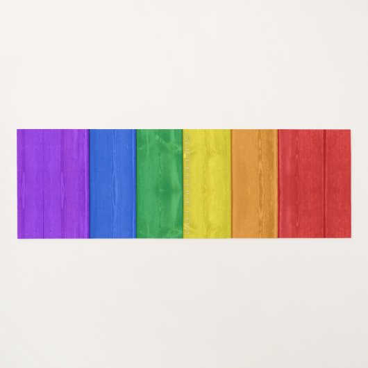 SlipperyJoeのプライド木製の旗の水平虹 ヨガマット (裏面(横))