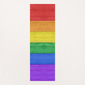 SlipperyJoeのプライド木製の旗の水平虹 ヨガマット (正面)