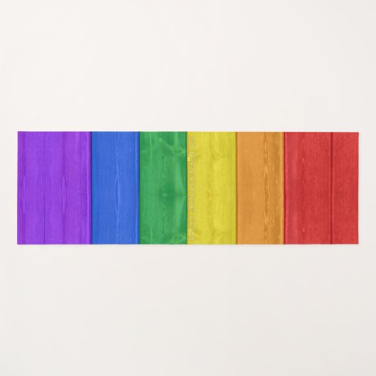 SlipperyJoeのプライド木製の旗の水平虹 ヨガマット (正面(横))