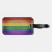 SlipperyJoeのプライド木製の旗の水平虹 ラゲッジタグ (裏面横)
