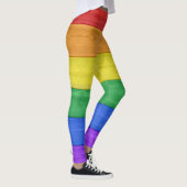 SlipperyJoeのプライド木製の旗の水平虹 レギンス (右)