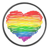 SlipperyJoeのプライド落書きハートシェイプスケッチ アイスホッケーパック (正面)