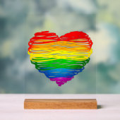 SlipperyJoeのプライド落書きハートシェイプスケッチ アクリルサイン (ニュートラル)