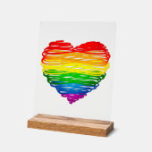 SlipperyJoeのプライド落書きハートシェイプスケッチ アクリルサイン (傾斜)