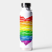 SlipperyJoeのプライド落書きハートシェイプスケッチ ウォーターボトル (左面)