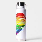 SlipperyJoeのプライド落書きハートシェイプスケッチ ウォーターボトル (背面)