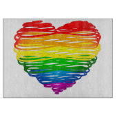 SlipperyJoeのプライド落書きハートシェイプスケッチ カッティングボード (正面)