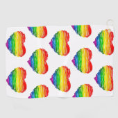 SlipperyJoeのプライド落書きハートシェイプスケッチ ゴルフタオル (横)