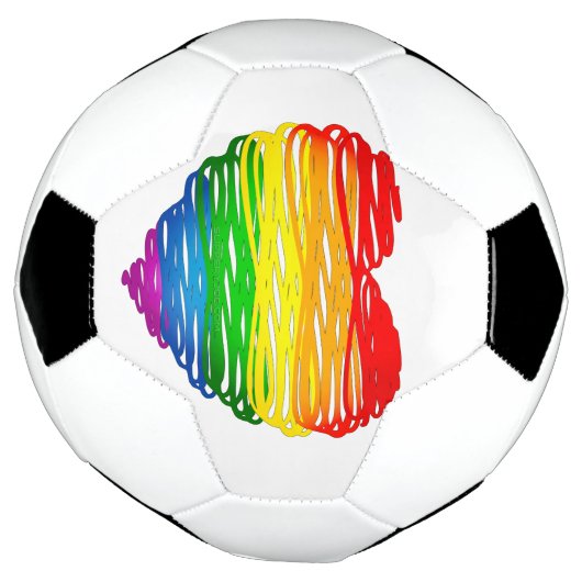 SlipperyJoeのプライド落書きハートシェイプスケッチ サッカーボール (回転)