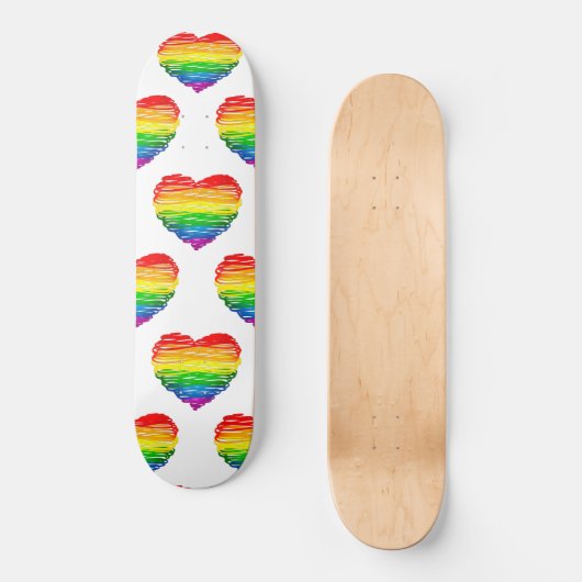 SlipperyJoeのプライド落書きハートシェイプスケッチ スケートボード (正面)