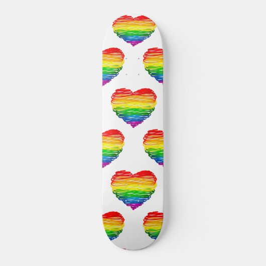 SlipperyJoeのプライド落書きハートシェイプスケッチ スケートボード (正面)