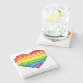 SlipperyJoeのプライド落書きハートシェイプスケッチ ストーンコースター (横)