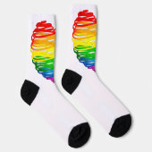 SlipperyJoeのプライド落書きハートシェイプスケッチ ソックス (右)