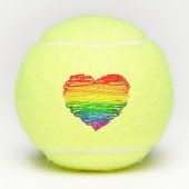 SlipperyJoeのプライド落書きハートシェイプスケッチ テニスボール (正面)