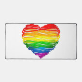 SlipperyJoeのプライド落書きハートシェイプスケッチ デスクマット (正面)
