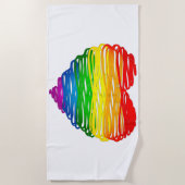 SlipperyJoeのプライド落書きハートシェイプスケッチ ビーチタオル (正面)