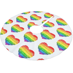 SlipperyJoeのプライド落書きハートシェイプスケッチ ブラッシュドポリエステルツリースカート