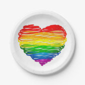SlipperyJoeのプライド落書きハートシェイプスケッチ ペーパープレート (正面)
