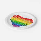 SlipperyJoeのプライド落書きハートシェイプスケッチ ペーパープレート (アングル)