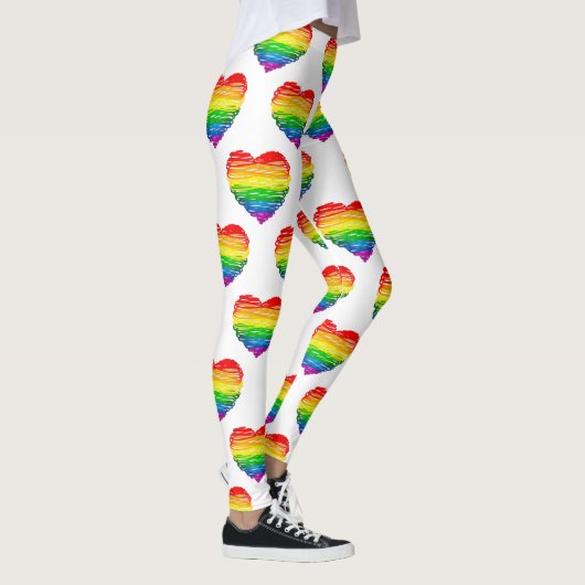 SlipperyJoeのプライド落書きハートシェイプスケッチ レギンス (右)