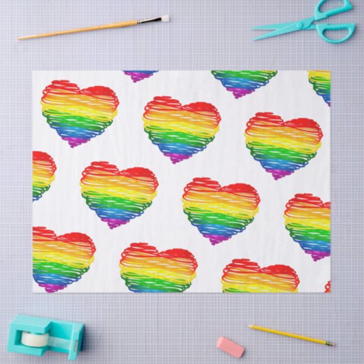 SlipperyJoeのプライド落書きハートシェイプスケッチ 薄葉紙 (クラフト)