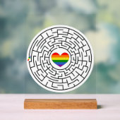 SlipperyJoeのプライド迷路ハート矢印パズルlabyri アクリルサイン (ニュートラル)