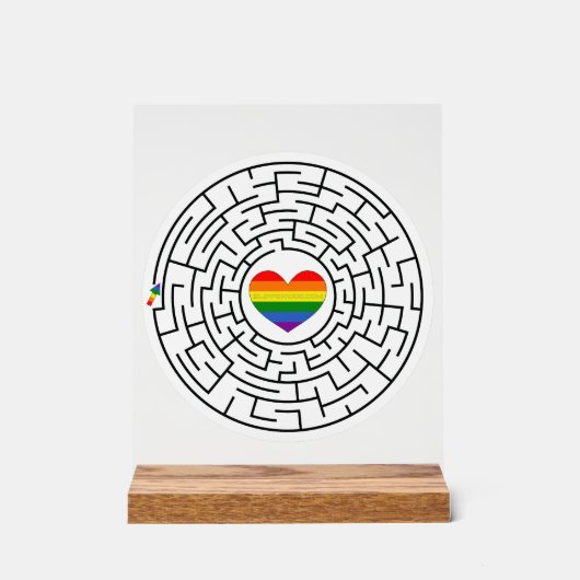 SlipperyJoeのプライド迷路ハート矢印パズルlabyri アクリルサイン (正面)