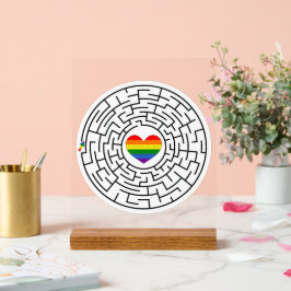 SlipperyJoeのプライド迷路ハート矢印パズルlabyri アクリルサイン