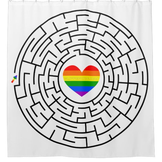 SlipperyJoeのプライド迷路ハート矢印パズルlabyri シャワーカーテン (正面)