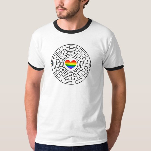 SlipperyJoeのプライド迷路ハート矢印パズルlabyri Tシャツ (正面)