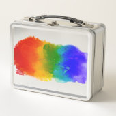 SlipperyJoeのプライド（ばちゃばちゃ）跳ねるレインボーカラーvibran メタルランチボックス (正面)
