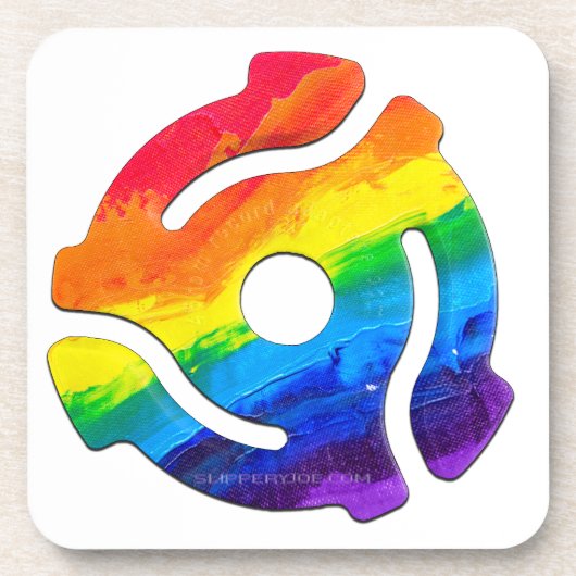 SlipperyJoeのプラスチック45 RPMレコードアダプタ回路 コースター (正面)