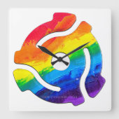 SlipperyJoeのプラスチック45 RPMレコードアダプタ回路 スクエア壁時計 (正面)