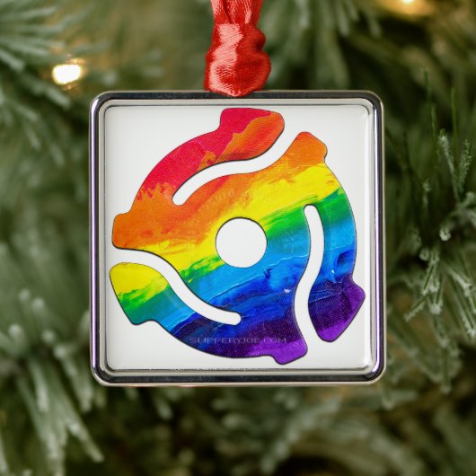 SlipperyJoeのプラスチック45 RPMレコードアダプタ回路 メタルオーナメント (ツリー)