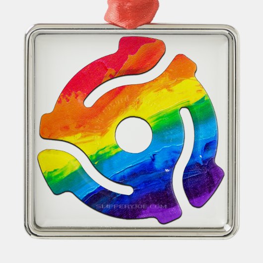 SlipperyJoeのプラスチック45 RPMレコードアダプタ回路 メタルオーナメント (正面)