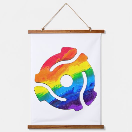 SlipperyJoeのプラスチック45 RPMレコードアダプタ回路 吊り下げ型タペストリー (正面)