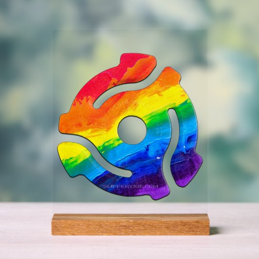 SlipperyJoeのプラスチック45 RPMレコードアダプタ振動 アクリルサイン (ニュートラル)