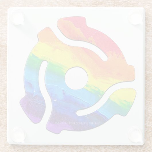 SlipperyJoeのプラスチック45 RPMレコードアダプタ振動 ガラスコースター (裏面)