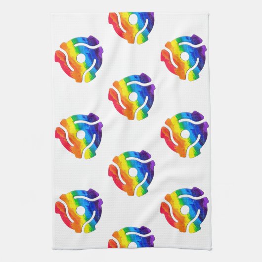 SlipperyJoeのプラスチック45 RPMレコードアダプタ振動 キッチンタオル (縦)