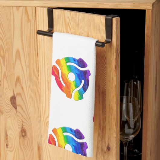 SlipperyJoeのプラスチック45 RPMレコードアダプタ振動 キッチンタオル (三つ折り)